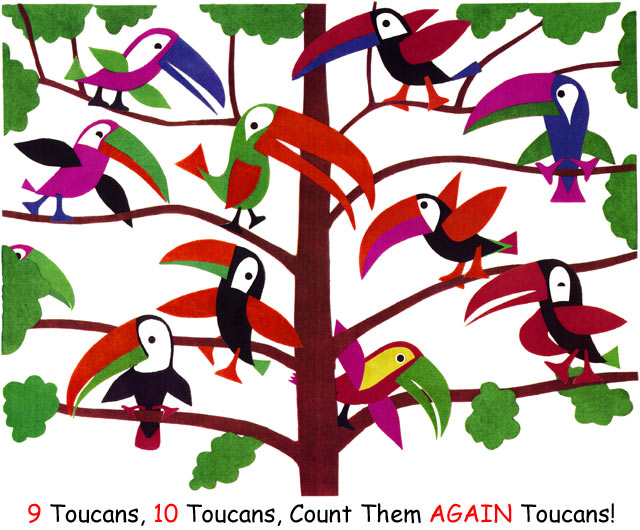 Nine toucans, ten toucans?